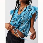 Free People  Naya Printed Ruffle Floral Top NWT Size S Photo 1