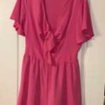 Pink Short Sleeve Romper with Tie Peep Hole Front Size L Photo 0