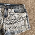 Unif Y2K Jeans Women's Shorts Acid Wash Lace Detail Shred Distressed High Waist 32 Photo 3