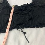 Elegant Black Sheer Floral Print Puff sleeves cropped top woman’s size small Photo 5