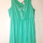 Love Squared Dress Sea Green Sleeveless Dress Lace on Chest Sz 3X EUC Photo 0