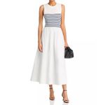 AQUA  Women's White‎ Striped Sleeveless Midi Dress Knit Top Summer Casual Photo 2