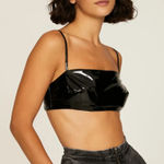 Rachel Comey  Black Mano Bra Top Vinyl Bandeau Cropped Chic Y2K Womens Size XS Photo 0