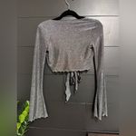 Urban Outfitters  Shimmer Bell Sleeve Crop Tie Cardigan Cover Up Sz S EUC Photo 3