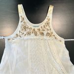 Anthropologie Leifnotes White Eyelet Gold Trim Beaded Sleeveless Dress Size 2 Photo 10