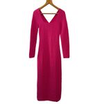 Aje Hot Pink Echo Bubble Textured Midi Dress Long Sleeve Size S Photo 3