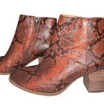 Madewell The Rosie Boot Women's Size 6.5 Red Snake Embossed Leather Ankle Bootie Photo 0