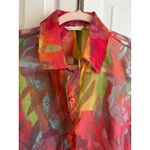 Erin London Sheer Neon Floral Blouse – Size Small Red Photo 6