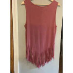 Montrez Fringe Tank Top Western Mauve Pink Boho Size S/M Beach Vacation Y2K 90s Photo 2