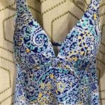 Crown & Ivy  Tankini Top Navy Paisley Built-in Bra Bikini Top Size S Photo 6