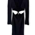 Rumer Oasis Black Ribbed Cut Out Long Sleeve Dress Large NWT‎ Photo 0