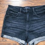 Abercrombie & Fitch A&F • Simone High Rise Short black stretch denim cutoffs rolled hem cuffed Photo 3