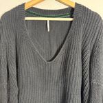 Free People Damsel Cropped Bell Sleeve V-Neck Sweater Women's Small Black Knit Photo 7