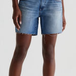 AG Adriano Goldschmied  | Medium Wash Distressed Hem Becke Relaxed Slim Short Photo 0