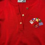 Vintage OLYMPICS Italian Gispa henley long sleeve sweater S Red Photo 1