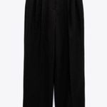 ZARA NWT Black Straight Leg Darted Masculine Trouser High Waisted Pleated Size S Photo 0