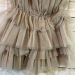 Mable tulle ruffle strapless elegant taupe mini dress women Size Large Photo 6
