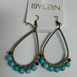 Dylan  Aqua and Brass Teardrop Earrings Photo 0