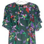 Kate Spade  Fleur Nouveau Mini Dress Smocked Ruffle Green Size 4 Photo 3