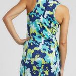 Title Nine  Floral Athletic Dress Blue Green Yellow Sleeveless Zip Back Pockets Photo 1