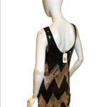 NWT BB Dakota Rhinna Sequin Chevron Tank Slip Dress Small Black Silver Bodycon Size M Photo 5