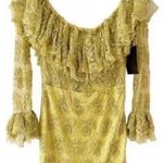 Retrofete Chartreuse Lace Long Sleeve Dress Yellow Size M Photo 2