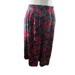 Pendleton Vintage Pleated Floral Midi Skirt Red Green Black Lined Size 12 Photo 3