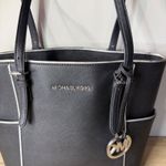 Michael Kors  Jet Set Bag Black White Tote Saffiano Leather Purse Shoulder Bag Photo 6