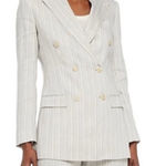 Vince Theory Blazer Double Breasted Tailor Jacket Striped Linen Size 8 Photo 0