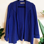 Chico's Women's Blue Wool Blend Open Front Collarless Jacket Blazer Size 3 Flaw Photo 0