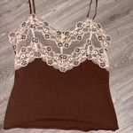Brown With Cream Lace Cami Tank Top Size check measurements Photo 1