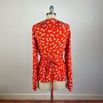 Ganni  Silvery Crepe Wrap Top in Big Apple Red Photo 5