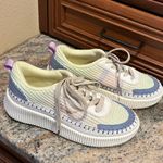 Nicole Miller Nicole Miller Brita Mixed Media Woven Patchwork Platform Wedge Sneaker Photo 3