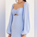 NWT Revolve Rumer Camille Blue Cotton Cut Out Mini Dress Sz Xs Resortwear Cabo Photo 0