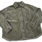 ZARA Shacket Womens X Small Green Corduroy Raw Hem Shirt Jacket Photo 1