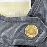 Michael Kors Black Leather Moto Jacket Womens Size M Asymmetrical Zip Photo 4