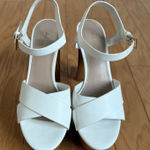 ALDO sz 6 white chunky cottagecore boho platform heels Photo 0