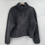 Girlfriend Collective  Sherpa Pullover Women Medium Grey‎ Crop Quarter Zip Photo 0