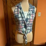 Vtg 80s plaid belly top Photo 4