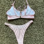 Amazon NWOT  Baby Pink Ribbed Cheeky Bikini L Photo 3