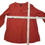 BYdesign Tunic Blouse Large Orange Crochet Roll Tab Long Sleeve V Photo 5