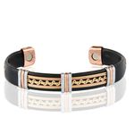 Copper Leatherette Magnetic Bracelet Arthritis Pain Therapy Cuff Bangle Two Tone Photo 0