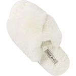 Faux Fur Cross Band Memory Foam Open Toe Fuzzy Fluffy House Slippers Cream 7-8 Photo 0