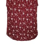 Loft  Floral Tank Top Womens Size M Sleeveless Stretch Prairie Boho‎ Burgundy Photo 3