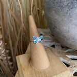 Blue Opal & Cz Sterling Silver Ring 5,6 Green Photo 0