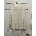 H&M Women's Off White Chiffon Blouse Size 10 Long Sleeve Boho Embroidered Photo 5