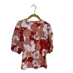 Loft  Hibiscus Floral Red Pink Blouse XS Photo 1