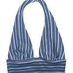 H&M Divided  Striped Knit Halter Y2k Aesthetic Crop Beach Style Top Blue white sm Photo 0