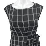 Ann Taylor  LOFT Women Black White Plaid Cap Sleeve Tie Mini Sheath Dress Size 4 Photo 3