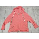 American Eagle  Women's Neon Peach Orange 3/4 Sleeve V Neck Pullover Hoodie S Photo 12